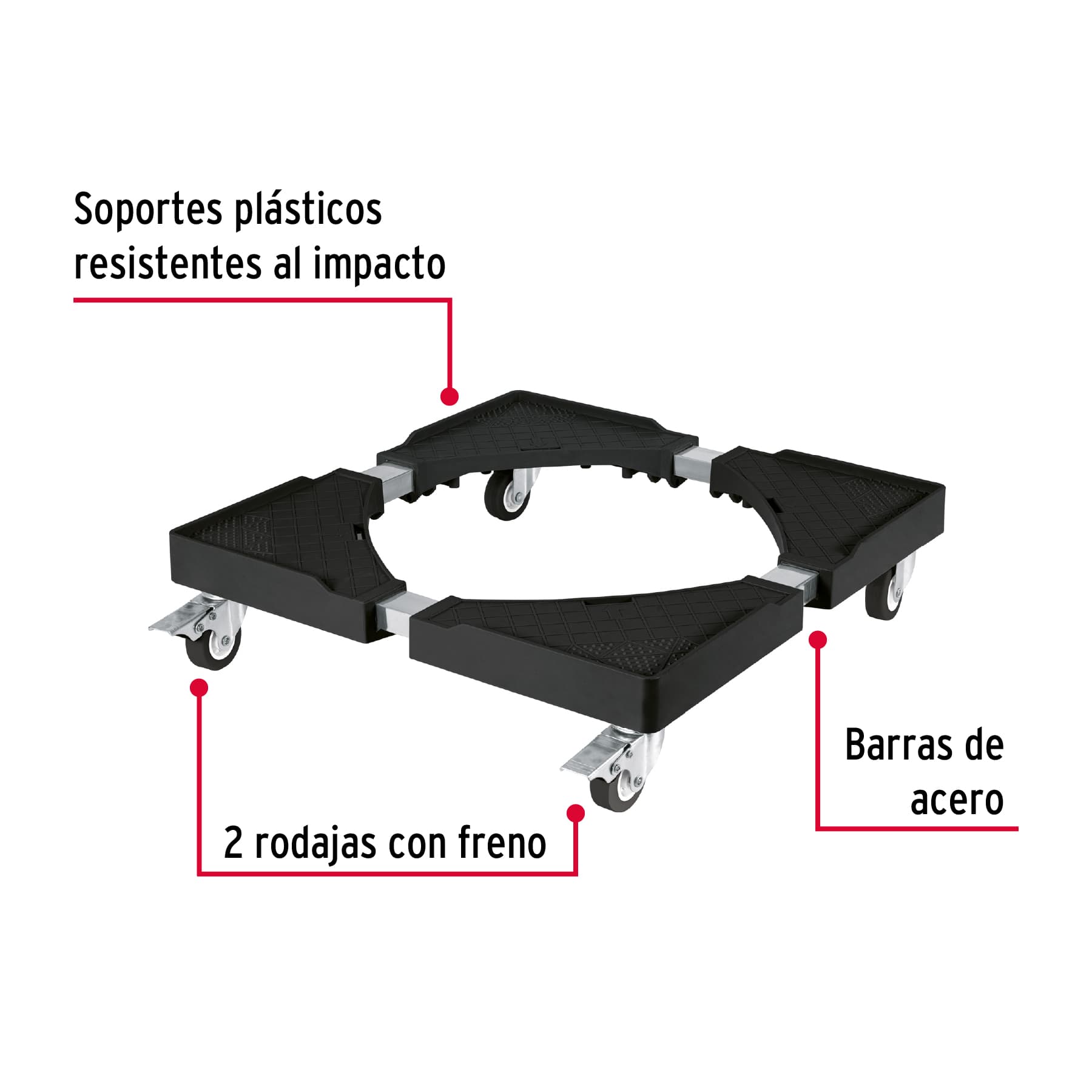 Base con ruedas ajustable para línea blanca, Fiero 49301 - BARU-45