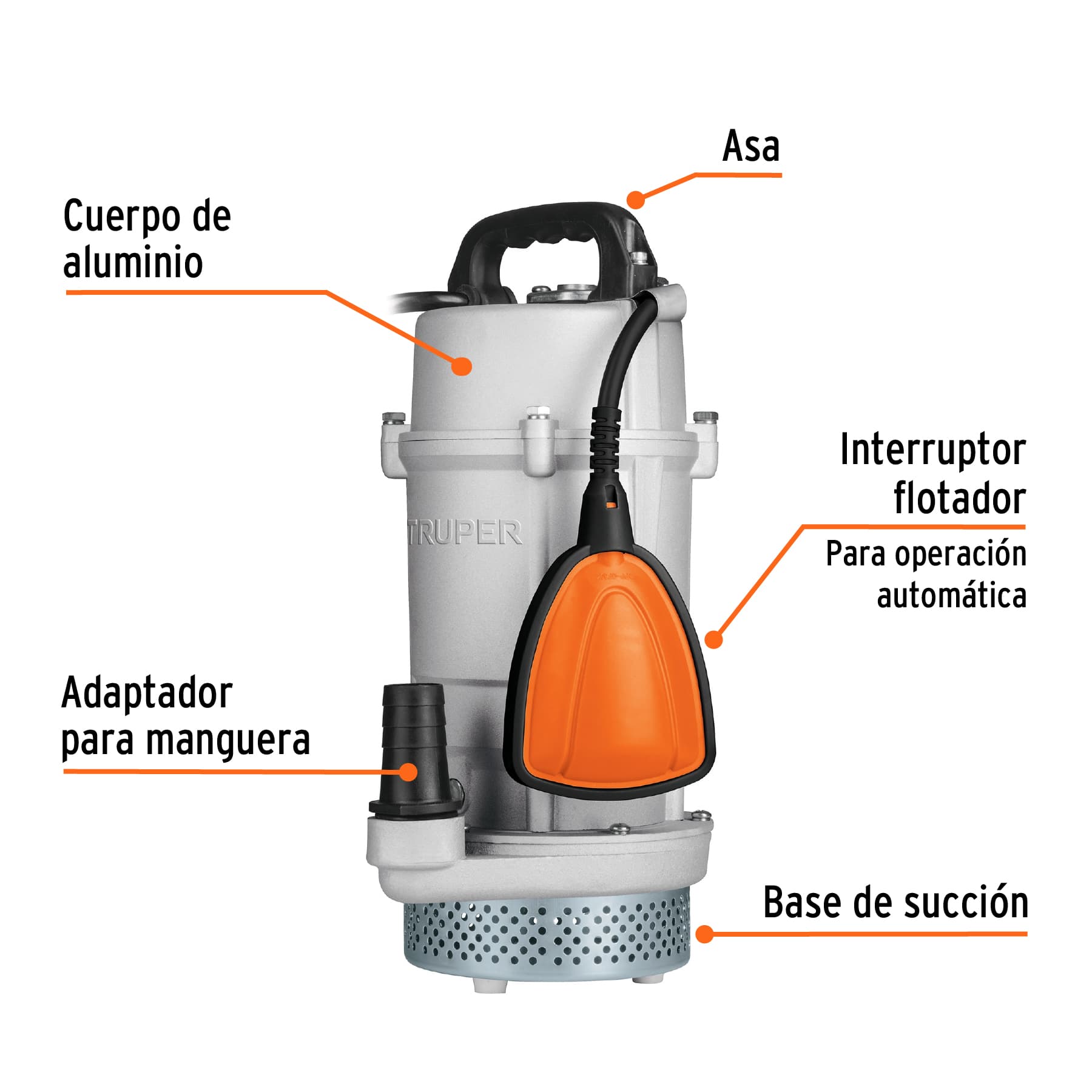 Bomba sumergible metálica para agua limpia uso rudo 3/4 HP - BOS-3/4LPX / 15002