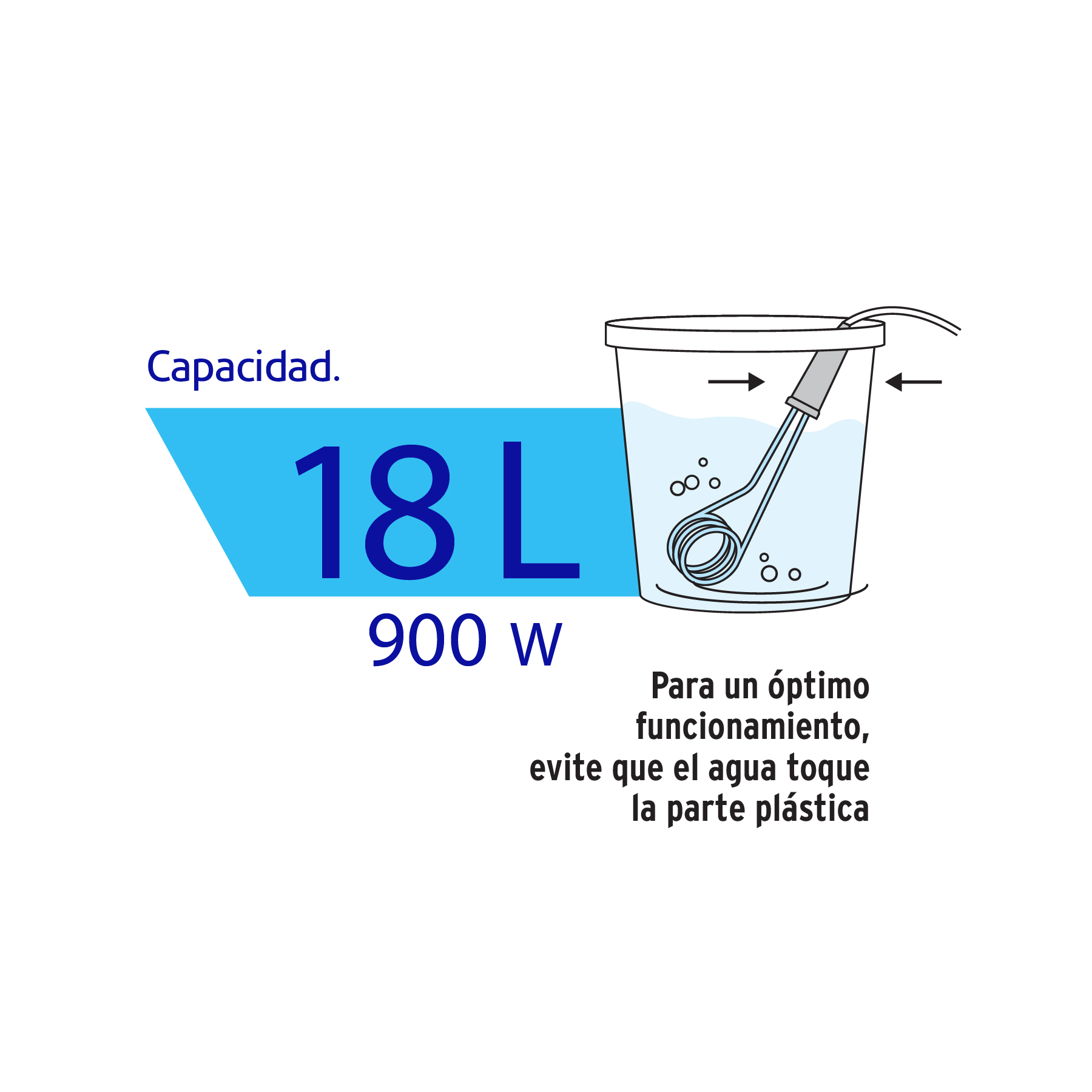 Calentador de inmersión para agua #5, 900W, 18 L Volteck - CAGU-5 / 46307