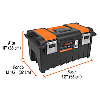 Caja Plastica 22' C/Compartimentos, Naranja, Broche Metalico - Cha-22S