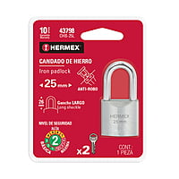 Candado de hierro, 25mm, gancho largo, blister - CHB-25L / 43798