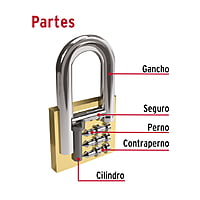 Candado de hierro, color laton, 30mm, largo, blister, Basic - CHB-30PL / 27075