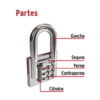 Candado de hierro, 63mm, gancho largo, blister - CHB-63L / 43804