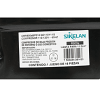 Compresor Sikeland DF91Y, para gas r600a, doméstico (LBP) 1/6 HP, 120V, 60Hz