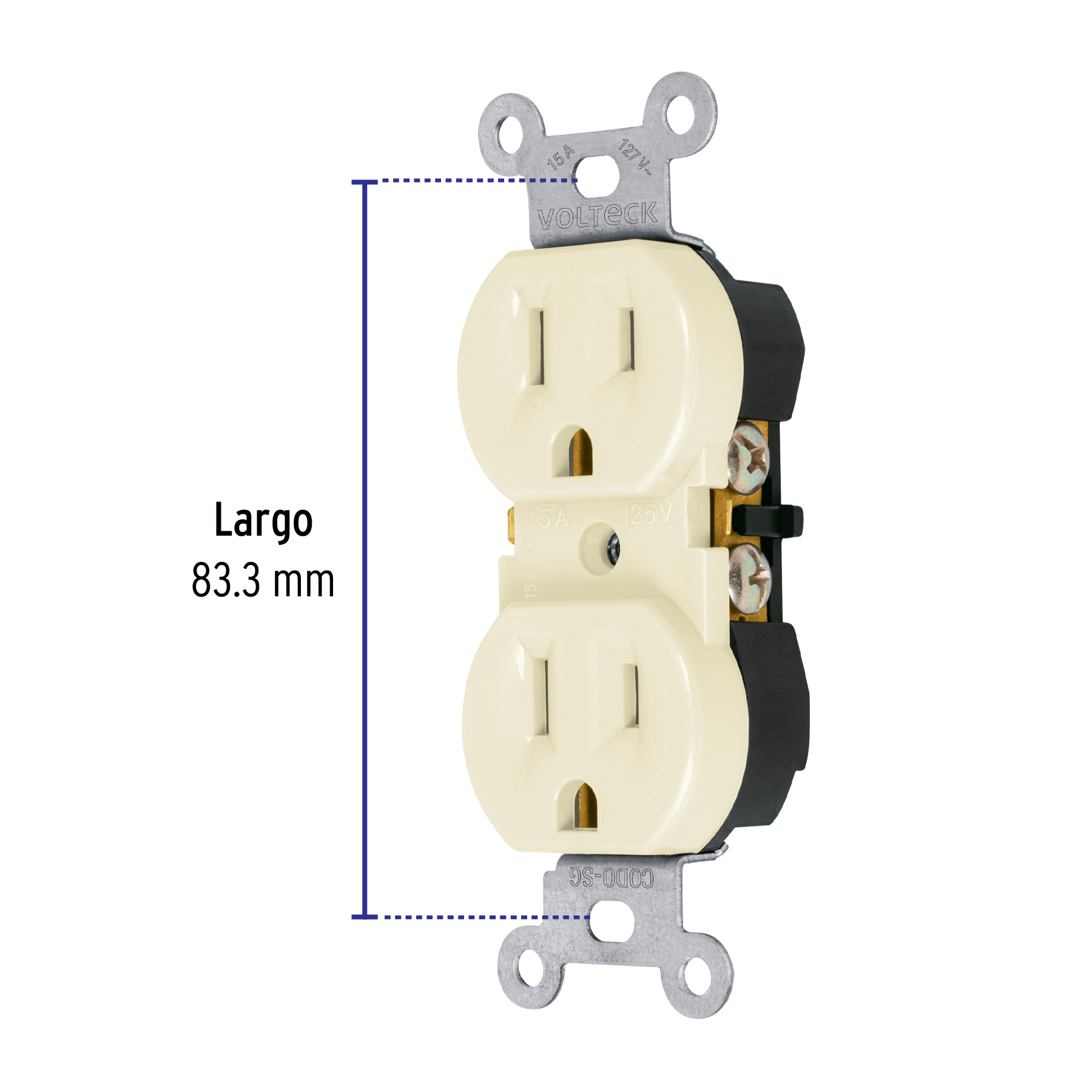 Contacto dúplex, 2 polos 3 hilos, Standard, granel, marfil - CODO-SG / 48311