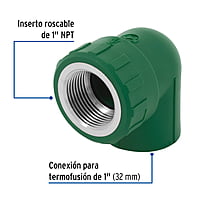 Codo 90° de PPR, 1', 32mm, hembra - CV-503 / 49863