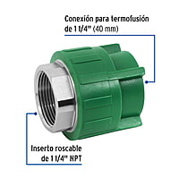 Conexión de PPR, 1-1/4', 40mm, hembra - CV-604 / 45453