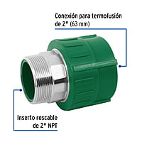 Conexión de PPR, 2', 63mm, macho - CV-616 / 45452