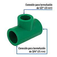 Tee de PPR reducida, 3/4'x3/4'x1/2', 25x25x20mm - CV-722 / 49844