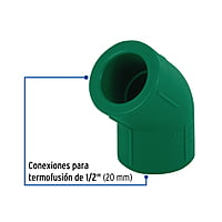 Codo 45° de PPR, 1/2', 20mm - CV-861 / 49867