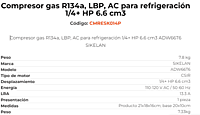 Compresor Sikelan MODELO ADW66T6 HP 1/4   (V/HZ) 110-120/50-60 CMRESK014P, ERO