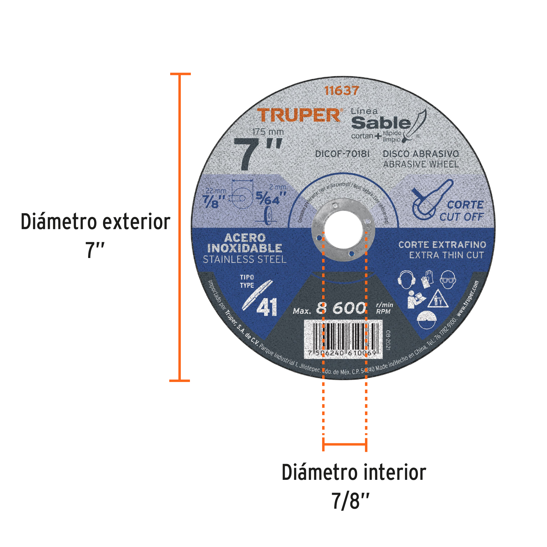 disco-para-corte-de-acero-inoxidable-tipo-41-diámetro-7-dicof-7018i-11637