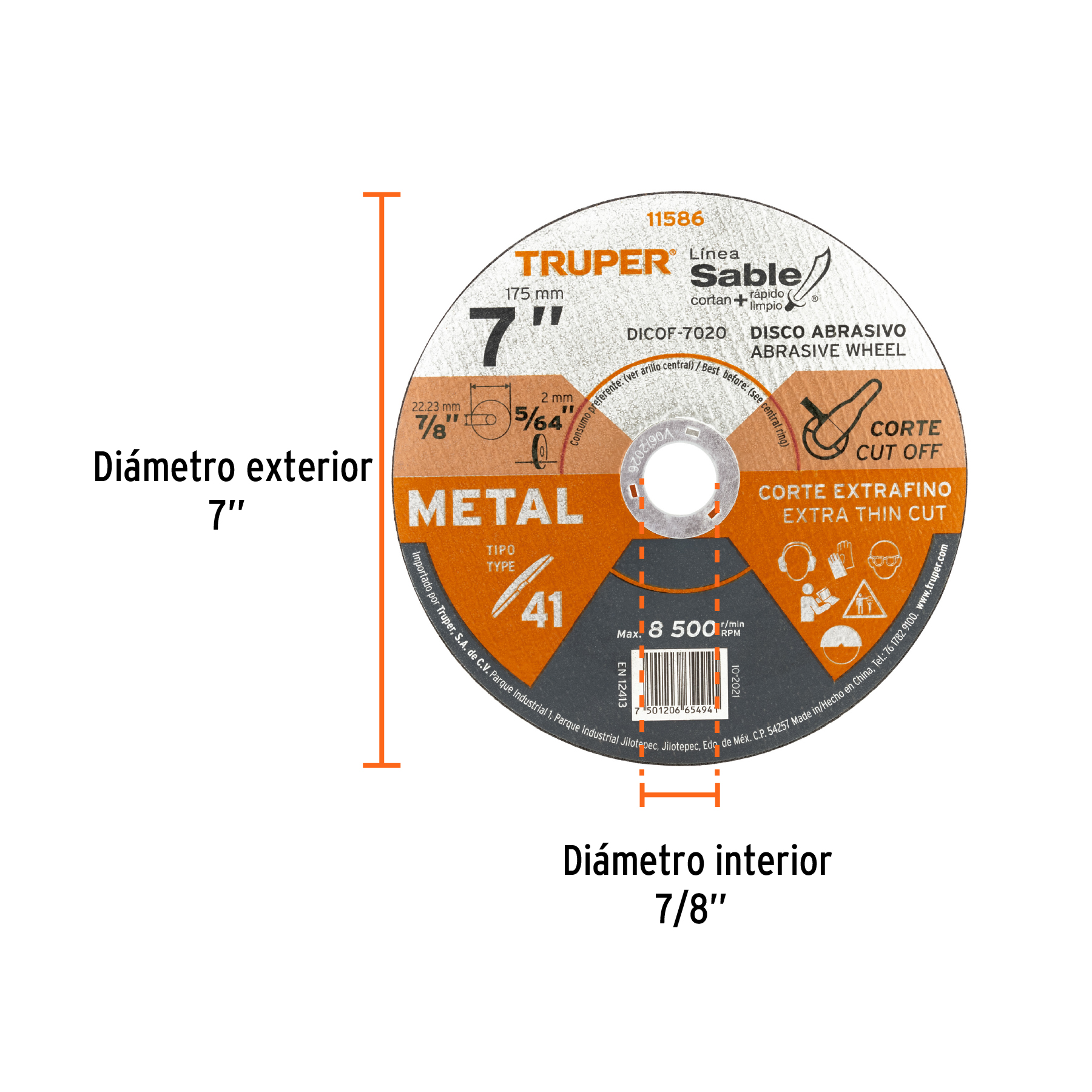 disco-tipo-41-para-corte-fino-de-metal-línea-sable-7-dicof-7020-11586