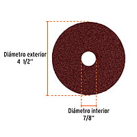 Disco de lija 4-1/2' con respaldo de fibra, grano 24 - DILF-424 / 100124