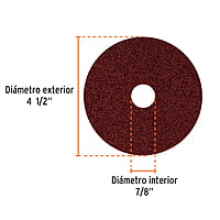 Disco de lija 4-1/2' con respaldo de fibra, grano 36 - DILF-436 / 100125