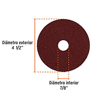 Disco de lija 4-1/2' con respaldo de fibra, grano 50 - DILF-450 / 100126