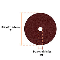 Disco de lija de 7' con respaldo de fibra, grano 24 - DILF-724 / 100129