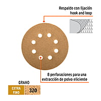 Caja con 5 discos de lija 5' grano 320 lijadora roto-orbital - DIRO-532 / 17983