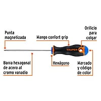 Desarmador punta Phillips # 0, mango Comfort Grip, 4' - DP-1/8X4B / 14055