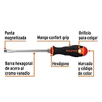 Desarmador plano 5/16x6' mango comfort grip - DR-5/16X6B / 14006