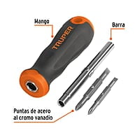 Desarmador 2 puntas dobles y barra con 2 cajas hexagonales - DT-4 / 14200