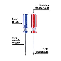 Duo de desarmadores, 3/16x4, mango PVC, Pretul - DUO-3/16X4TP / 20211