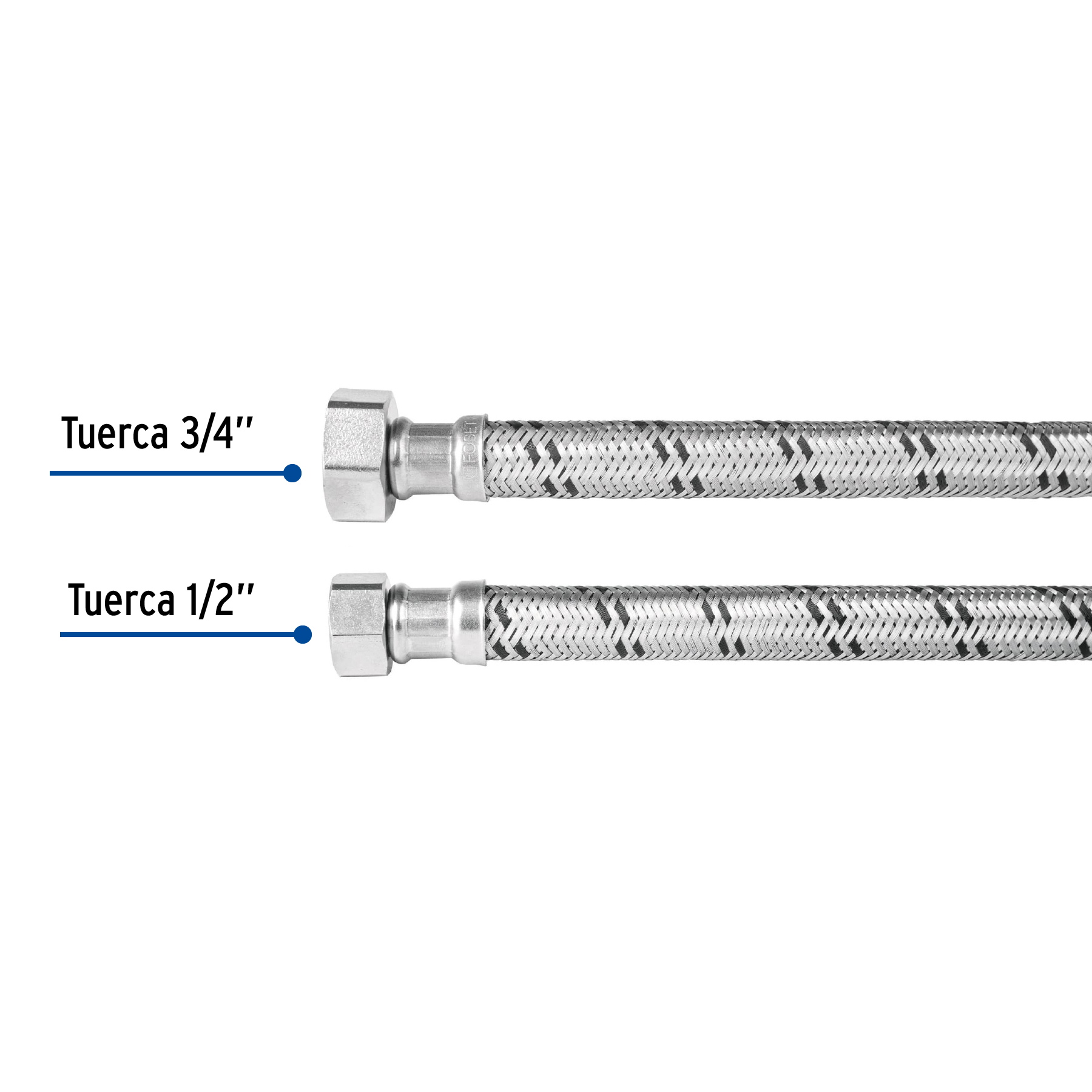 Manguera hule,1/2x3/4', 40cm, acero, usos generales - FBO-1240X / 49131