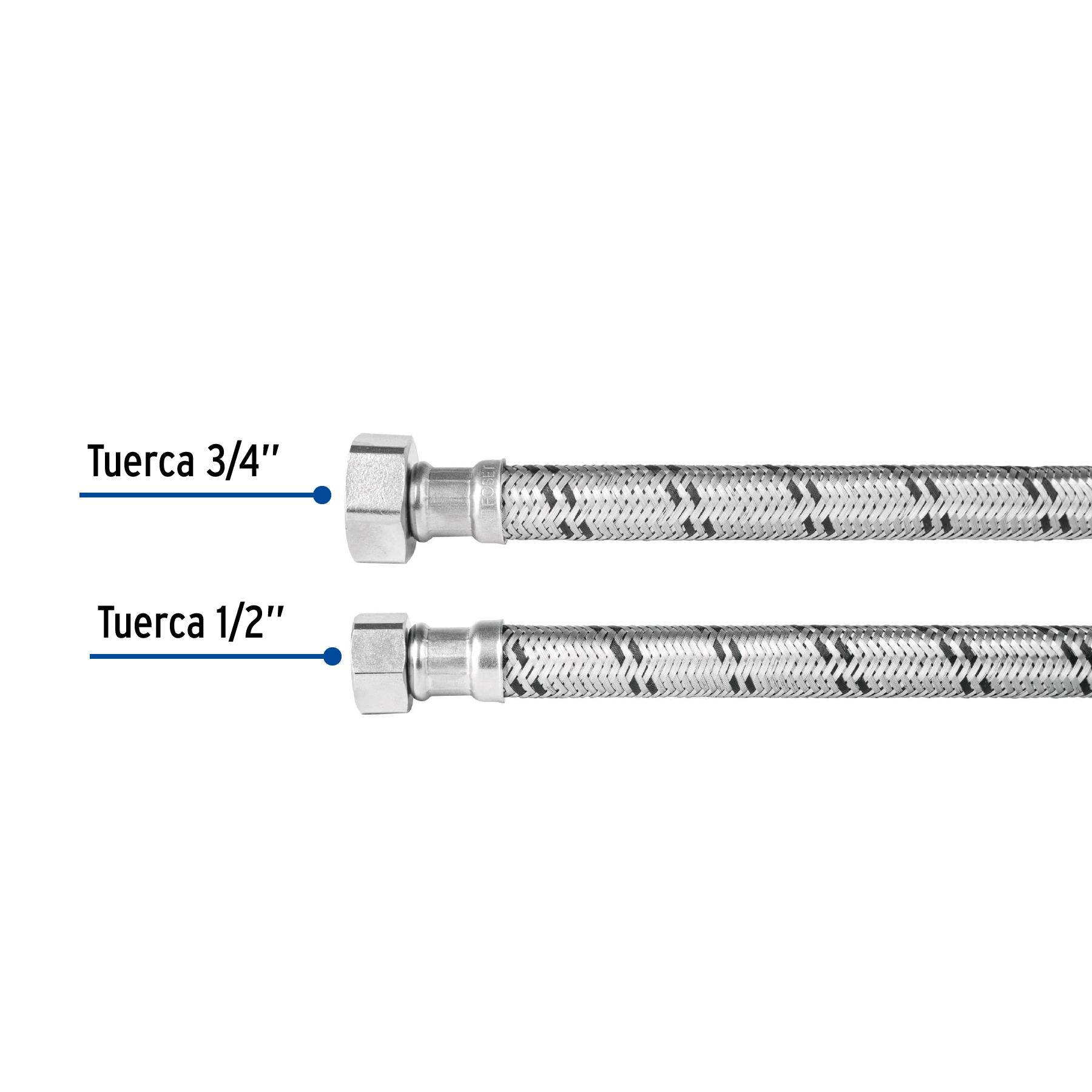 Manguera hule, 1/2', 80 cm, acero inoxidable, usos generales - FBO-1280X / 49134