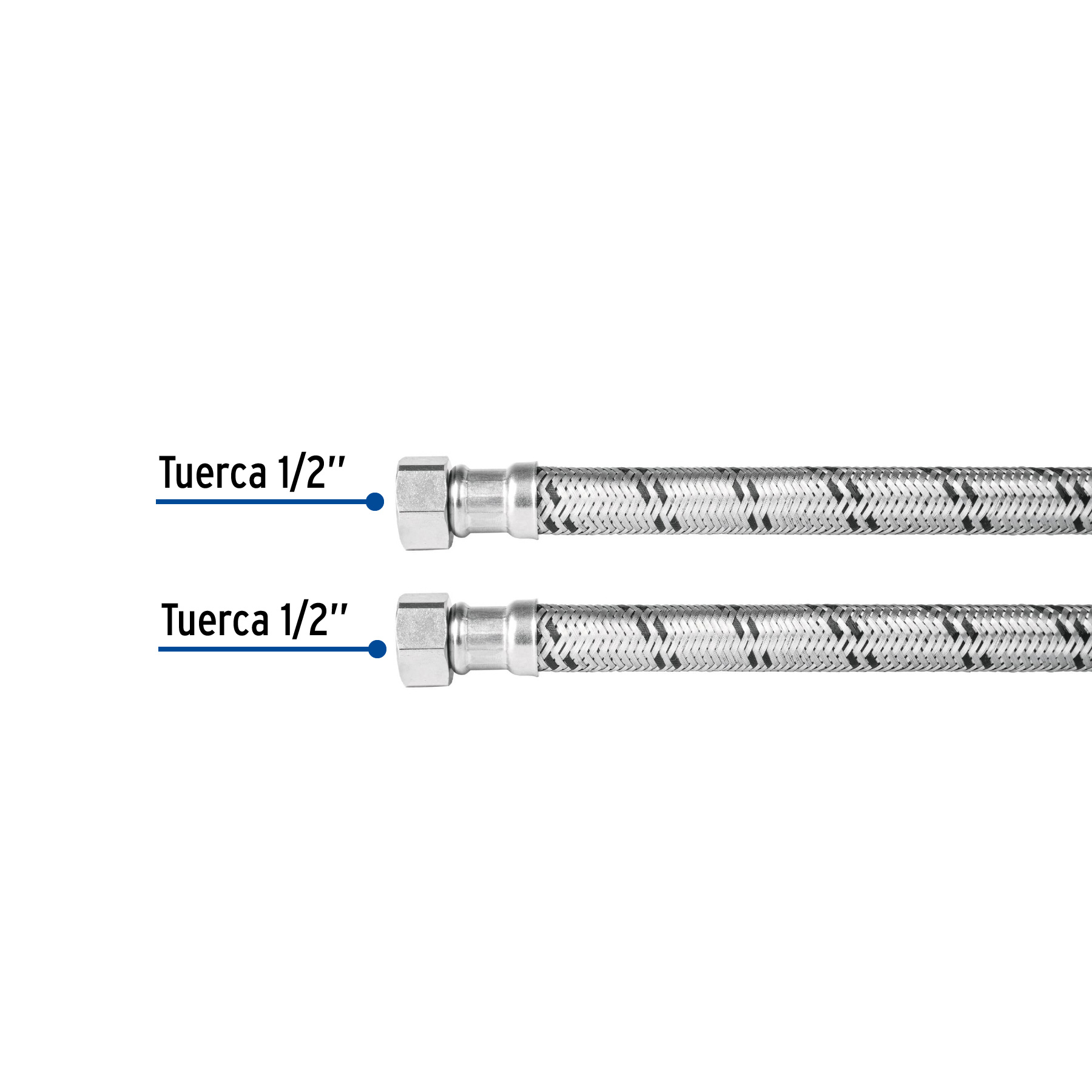 Manguera trenzada de acero 1/2x1/2'X 120cm usos generales - FBO-22120X / 48967