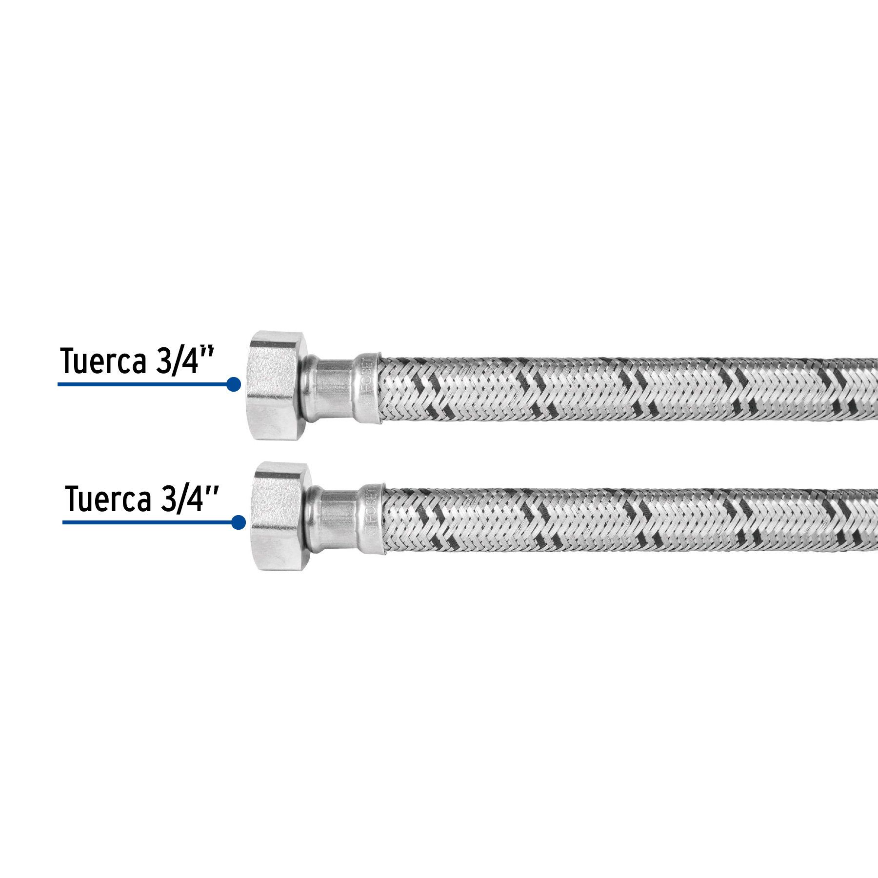 Manguera de hule, 3/4x3/4', 40cm, acero, usos generales - FBO-3440X / 49129