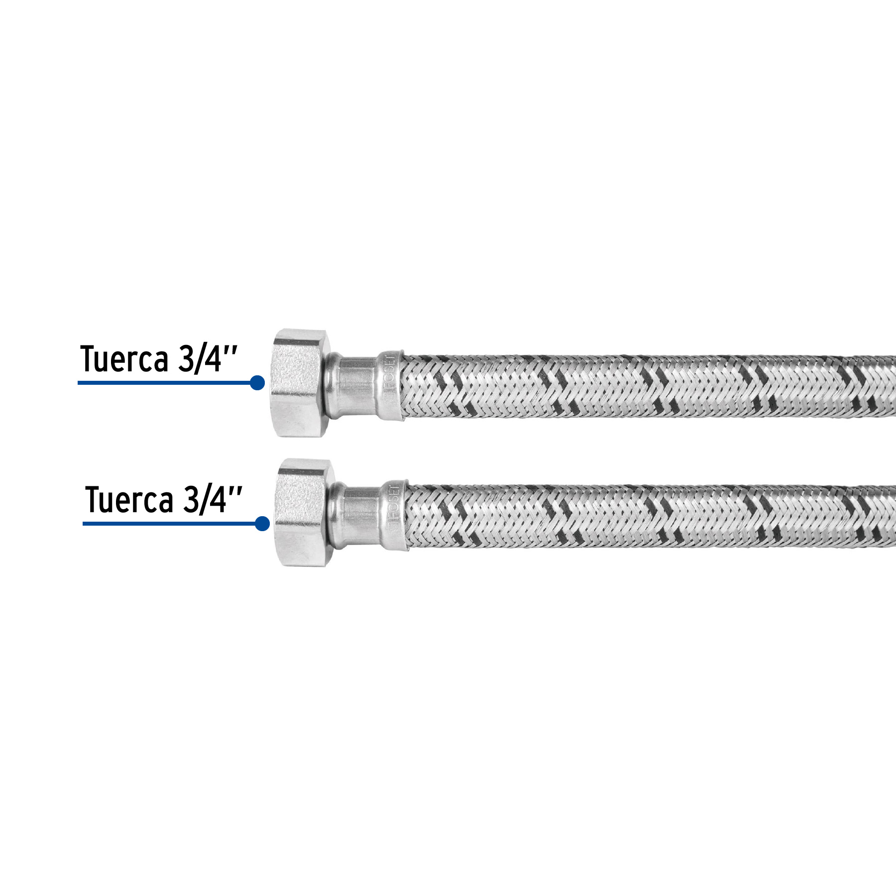 Manguera de hule, 3/4x3/4', 60cm, acero, usos generales - FBO-3460X / 49130