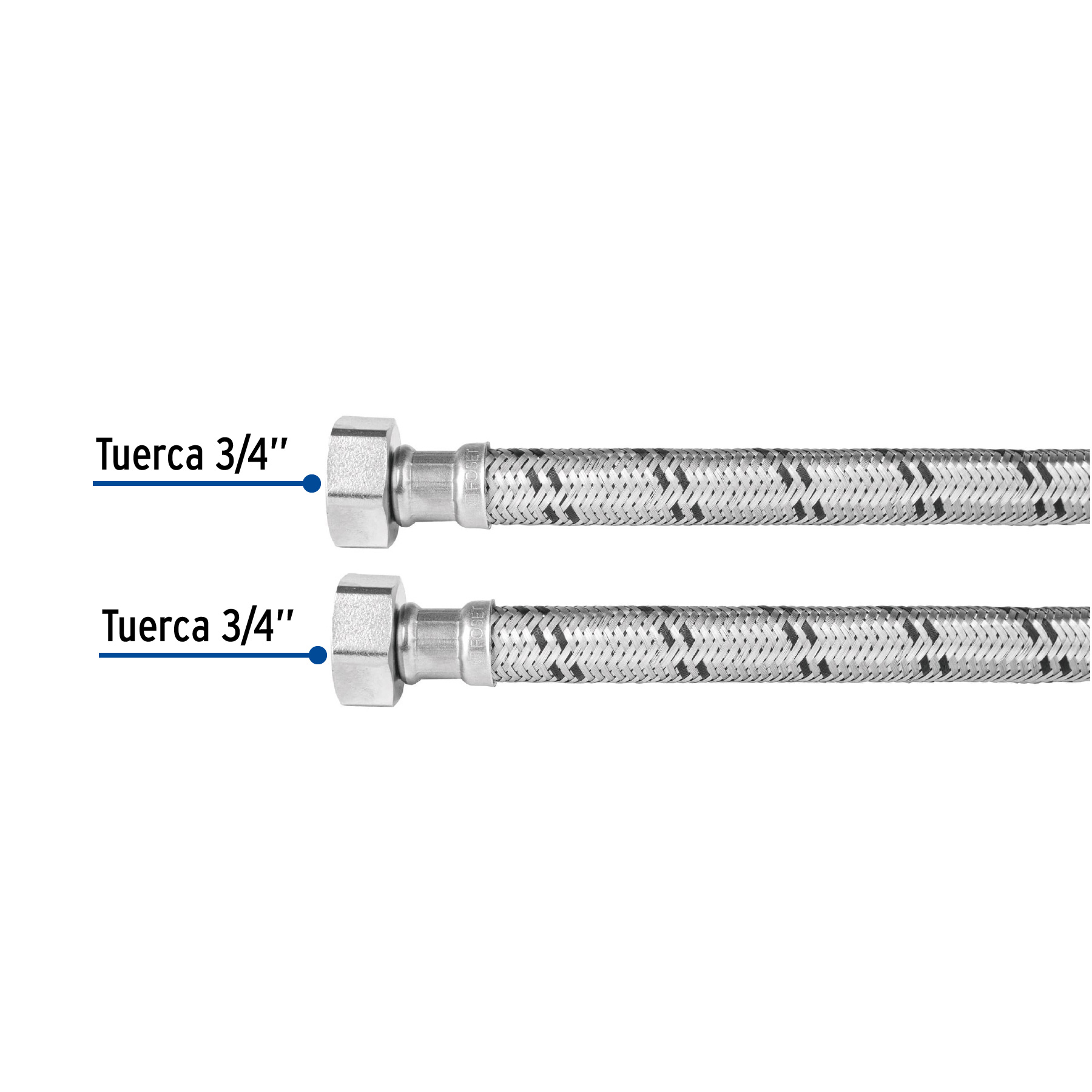 Manguera de hule, 3/4', 80 cm, acero, usos generales - FBO-3480X / 49133