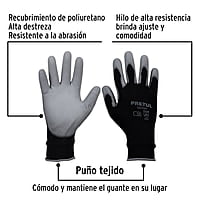 Guantes de nylon recubiertos de poliuretano, grandes, Pretul - GU-113P / 20031