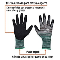 Guantes de nylon recubiertos de nitrilo arenoso, medianos - GU-132 / 17064