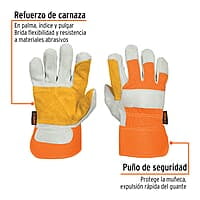 Guantes de carnaza y loneta, con refuerzo, unitalla - GU-215 / 14246