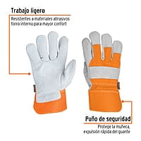 Guantes de carnaza y loneta, unitalla - GU-235 / 14245