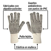 Guantes de algodón con puntos de PVC en palma y dorso,Pretul - GU-425 / 21830