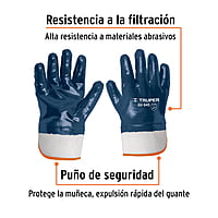 Guantes de algodón recubiertos de nitrilo, puño seguridad - GU-845 / 15245