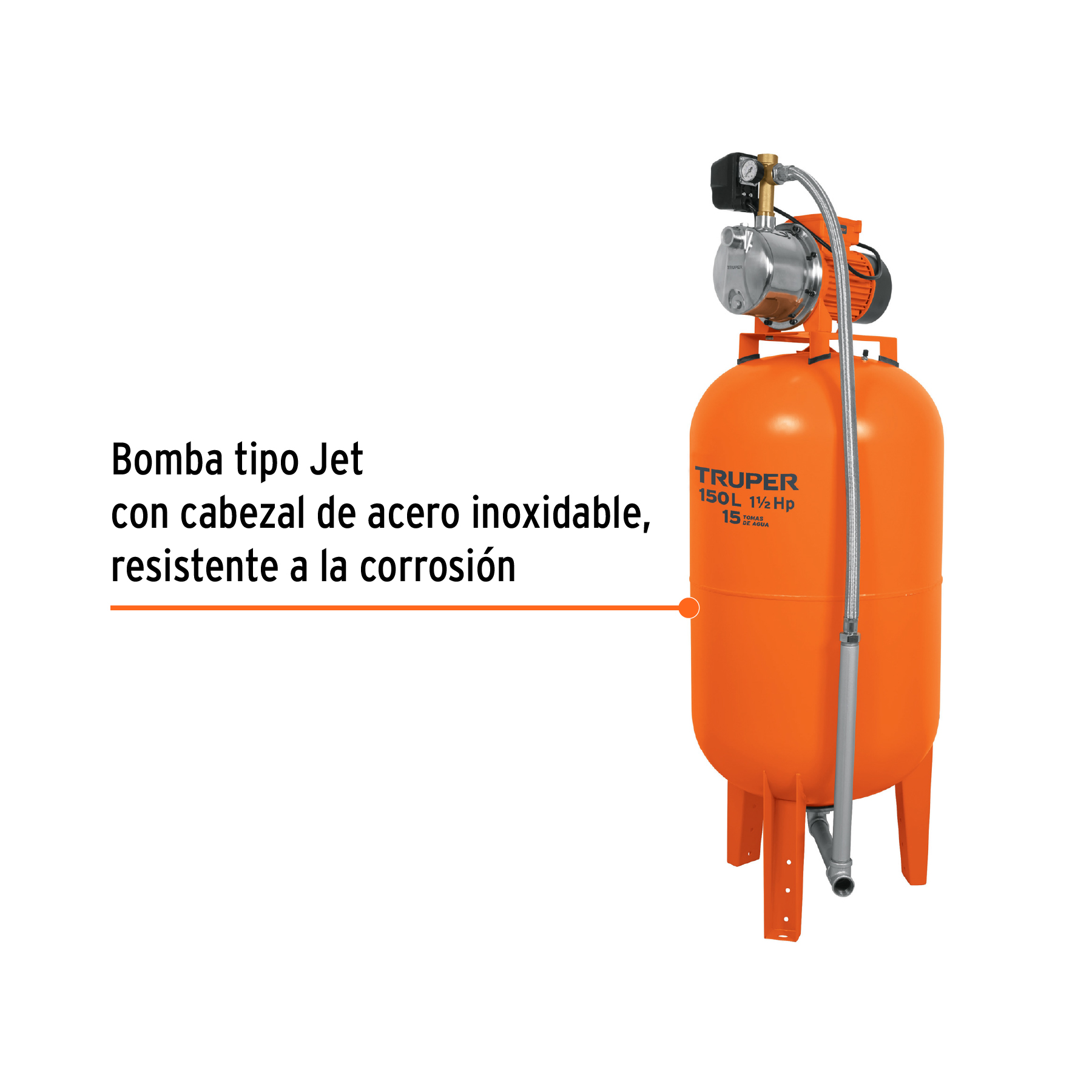 Bomba hidroneumática 1-1/2 HP, 150 litros - HIDR-1-1/2X150 / 12257