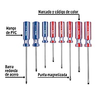 Juego de 8 desarmadores mango de PVC, Pretul - JD-8TP / 20213