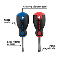 Juego desarmadores, tipo trompo, 2 pzas,Comfort Grip, Pretul - JDT-2BP / 20217