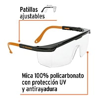 Lentes de seguridad ajustables, mica transparente, Classic - LEN-2000 / 14284