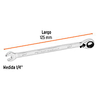 Llave combinada con matraca, reversible, 1/4' x 125mm, Trupe - LL-2008XR / 13227