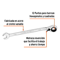 Llave combinada con matraca, reversible, 9x148mm, Truper Exp - LL-2009MXR / 13662