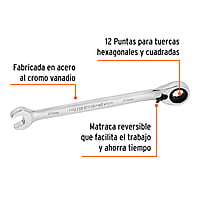 Llave combinada matraca reversible, 10x154 mm,Truper Expert - LL-2010MXR / 13664