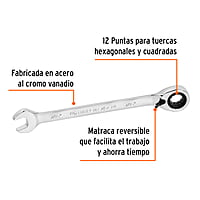 Llave combinada matraca reversible,7/16'x163mm,Truper Expert - LL-2014XR / 13429