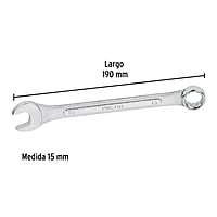 Llave combinada, mm, 15 x 190 mm, Pretul - LL-2015MP / 21909