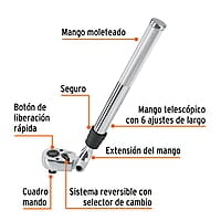 Matraca telescópica cuadro 1/2' cabeza articulada - M-1290 / 13220