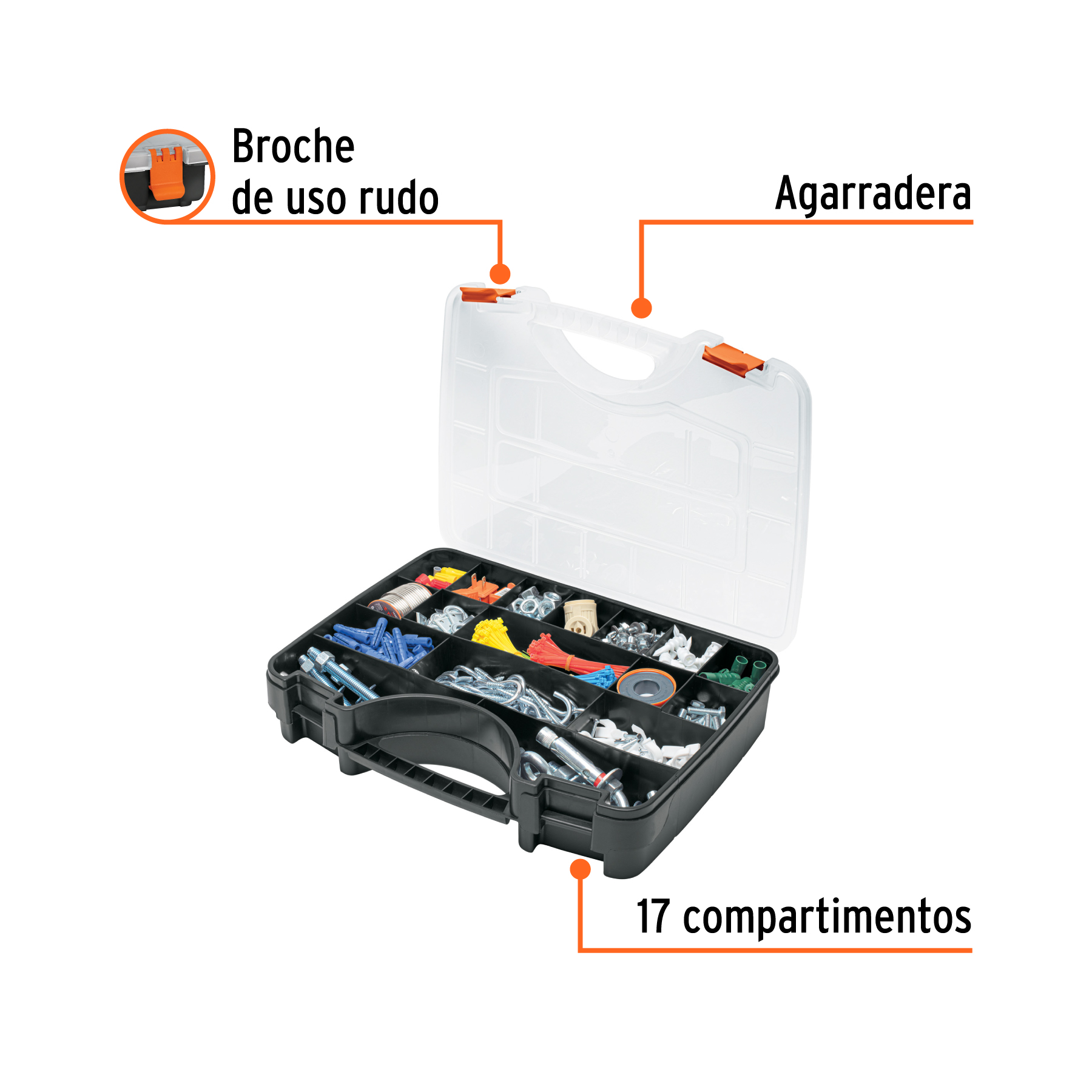 Organizador 17' reforzado con 17 compartimentos - ORG-17X / 19939