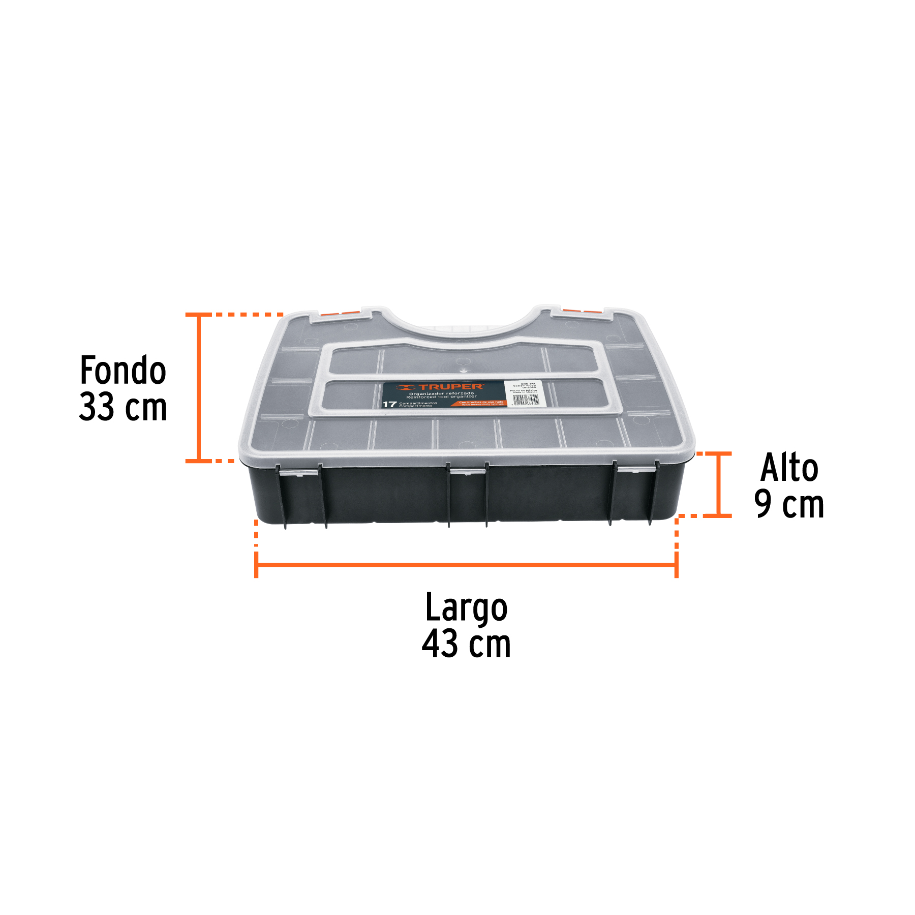 Organizador 17' reforzado con 17 compartimentos - ORG-17X / 19939